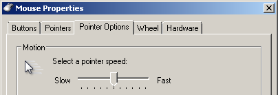 Mouse pointer speed